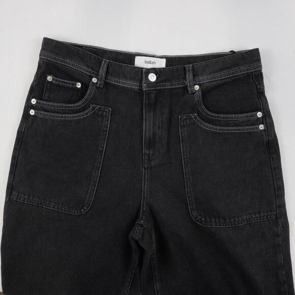 ba&sh Noel Straight Leg Denim Jeans in Carbon Black - Women's Size 40 (NWT) - Picture 3 of 15